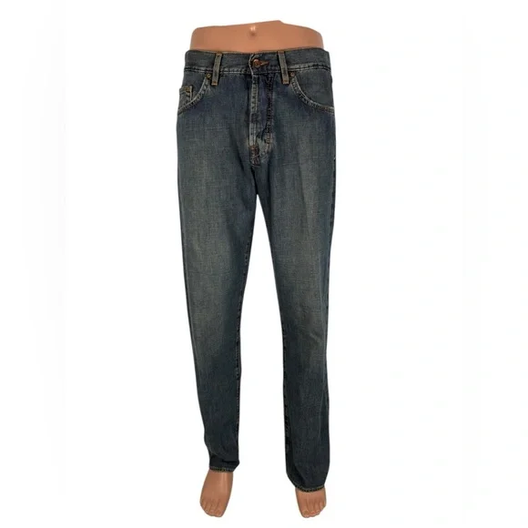 Hugo Boss Mens 32 X 32 Jeans Straight 100% Cotton Button Fly Blue